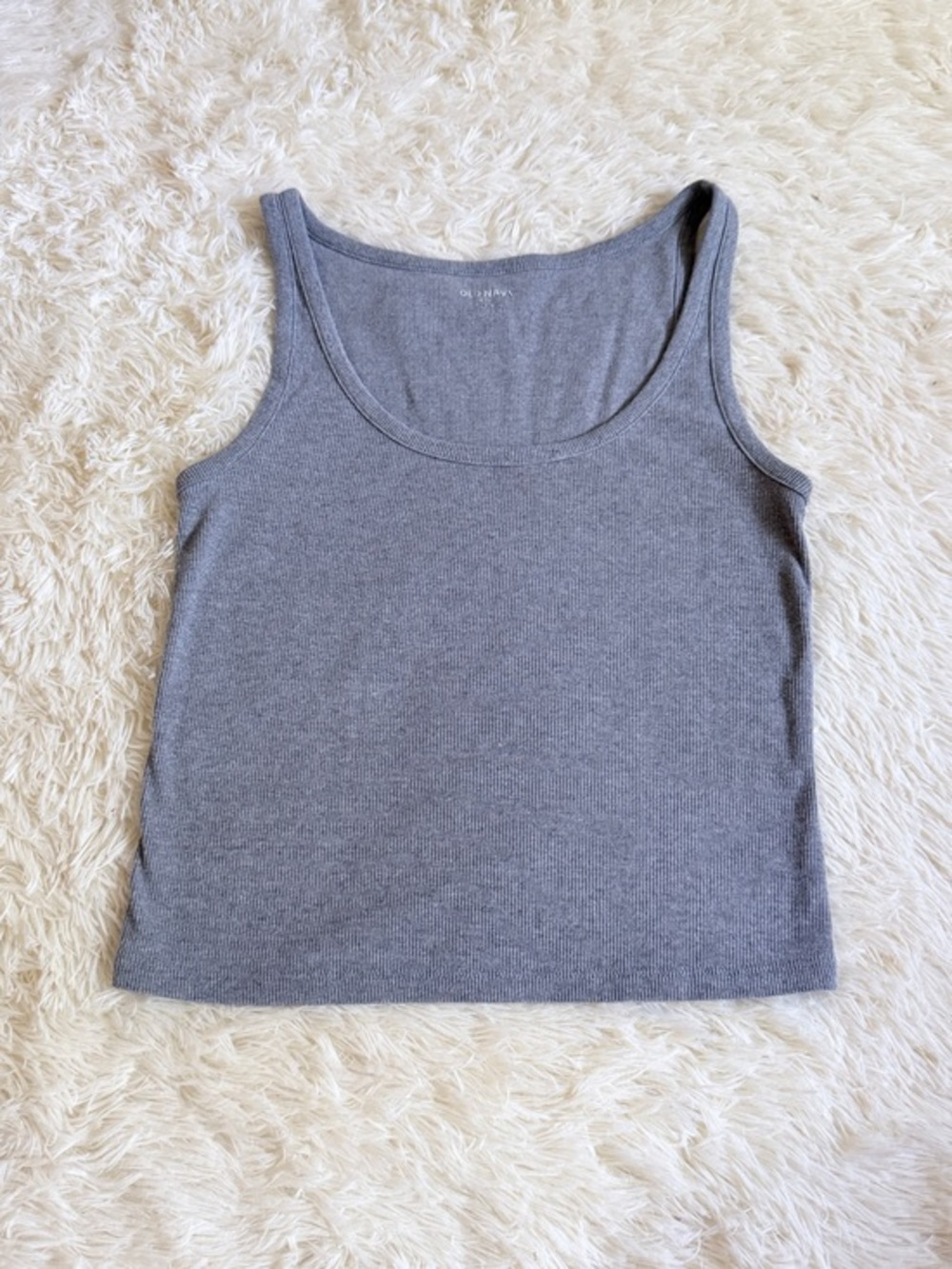 Old Navy Gray Ribbed Scoop Tank Top